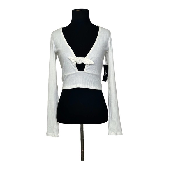 Lulus creamy white long sleeves ribbed crop top size XS - Picture 9 of 10